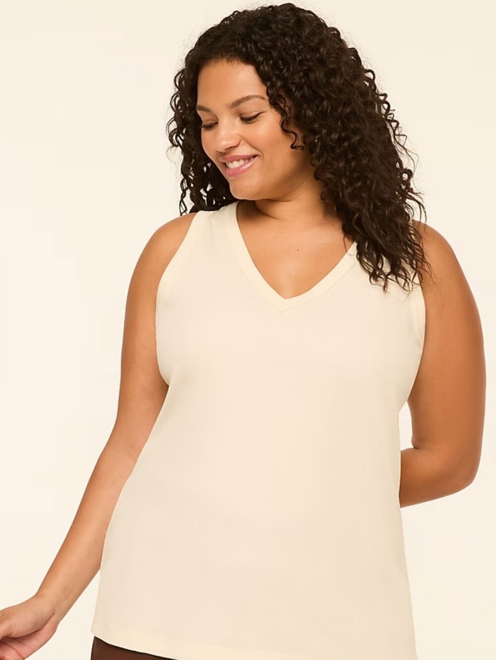 NWT Lane Bryant Deep V-Neck Rib Layering Tank Cream 26/28 4X